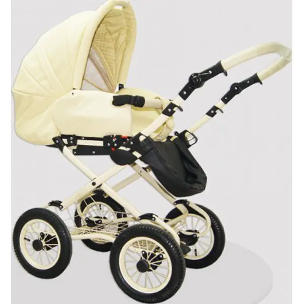 Детская коляска Esperanza Classic Leatherette 2 в 1 кожа Цвет рамы - Бежевый Маленькие колеса фото 1