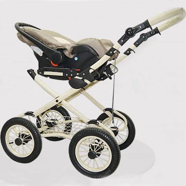 Детская коляска Esperanza Classic Leatherette 3 в 1 кожа Цвет рамы - Бежевый Маленькие колеса фото 7