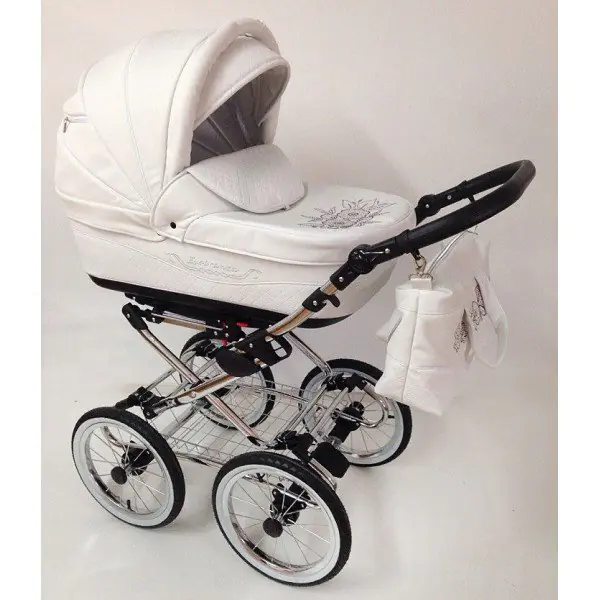 Детская коляска Esperanza Classic Leatherette 2 в 1 кожа Цвет рамы - Белая поворотная рама фото 1