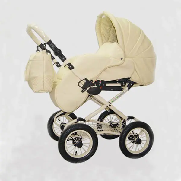 Детская коляска Esperanza Classic Leatherette 3 в 1 кожа Цвет рамы - Бежевый Маленькие колеса фото 2