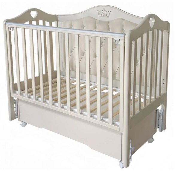 Детская кроватка Антел Дарина-4, универсальный маятник/колеса/ящик с мягкой спинкой - Фото