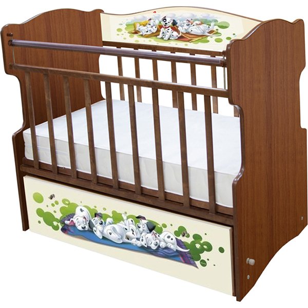 Детская кроватка Disney Далматинцы, поперечный маятник - Фото