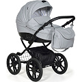 Детская коляска Indigo 18 Special Plus 14" 2 в 1, ткань + эко-кожа (Sp 17 Серая кожа
						
					) — Фото