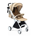 Детская прогулочная коляска Nuovita Sfera на белой раме (Beige, Bianco / Бежевый, Белый
						
					) — Фото