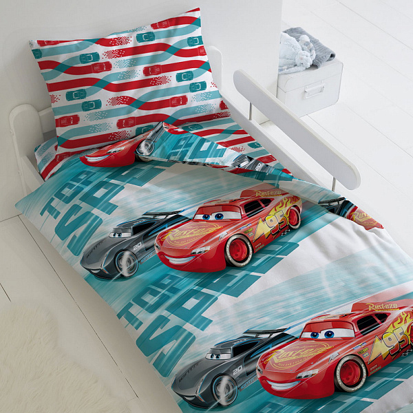 Комплект постельного белья Непоседа 1,5 бязь Тачки Высокая скорость 50x70 фото 1