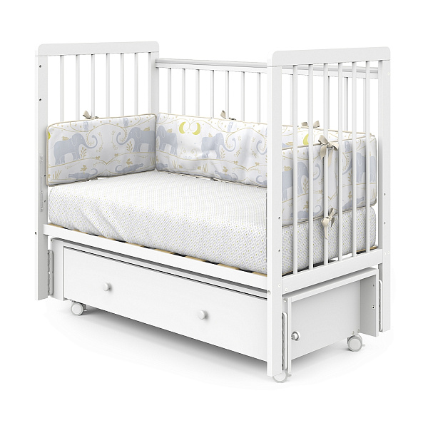 Детская кроватка Pituso Tiny, ящик-маятник/колесо фото 4