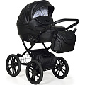 Детская коляска Indigo 18 Special Plus 14" 2 в 1, ткань + эко-кожа (Sp 15 Черная кожа
						
					) — Фото