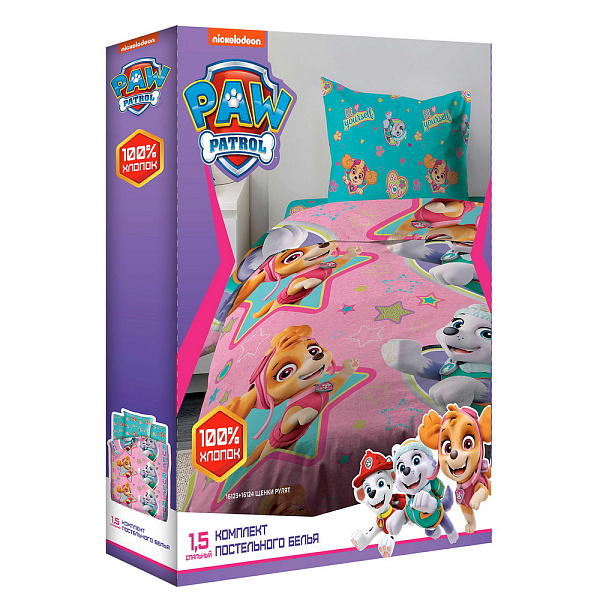 Комплект постельного белья Непоседа 1,5 бязь Щенячий патруль 50x70 Щенки рулят фото 2