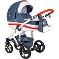 Детская коляска BeBe-Mobile Movo R 3 в 1, ткань+эко-кожа (R1 (Red-Navy-Blue)
						
					) — Фото