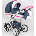 Детская коляска BeBe-Mobile Movo R 3 в 1, ткань+эко-кожа (R8 (Pink-Navy-Blue)
						
					) — Фото