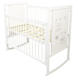 Детская кроватка Indigo Happy Friends, колесо/качалка