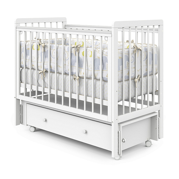 Детская кроватка Pituso Tiny, ящик-маятник/колесо фото 3