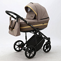 Детская коляска Adamex Rimini 3 в 1 (RI15 Беж+коричневая кожа+золото отделка
						
					) — Фото