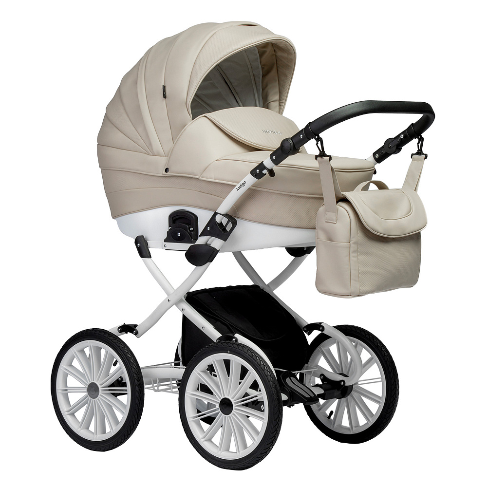 Детская коляска Indigo Indigo Special Plus 14 2 в 1 на белой раме - Фото