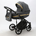 Детская коляска Adamex Rimini 3 в 1 (RI97 т.сер.+т.сер.кожа+золото отделка
						
					) — Фото