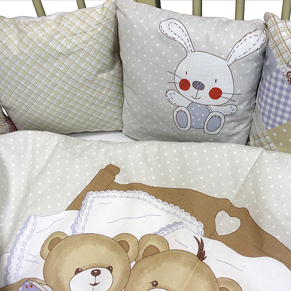 Комплект в кроватку L`Abeille Няшки, 4 предмета фото 4