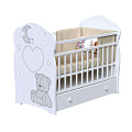 Детская кроватка ВДК Bear and Moon, маятник/ящик (Белый
						
					) — Фото