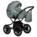 Детская коляска Indigo Mio Eco Plus 14 2 в 1 (05 черная кожа+шалфей кожа
						
					) — Фото