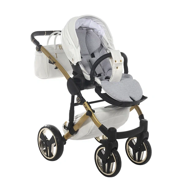 Детская коляска Junama Diamond Mirror Satin V2 3 в 1 на золотой раме фото 27